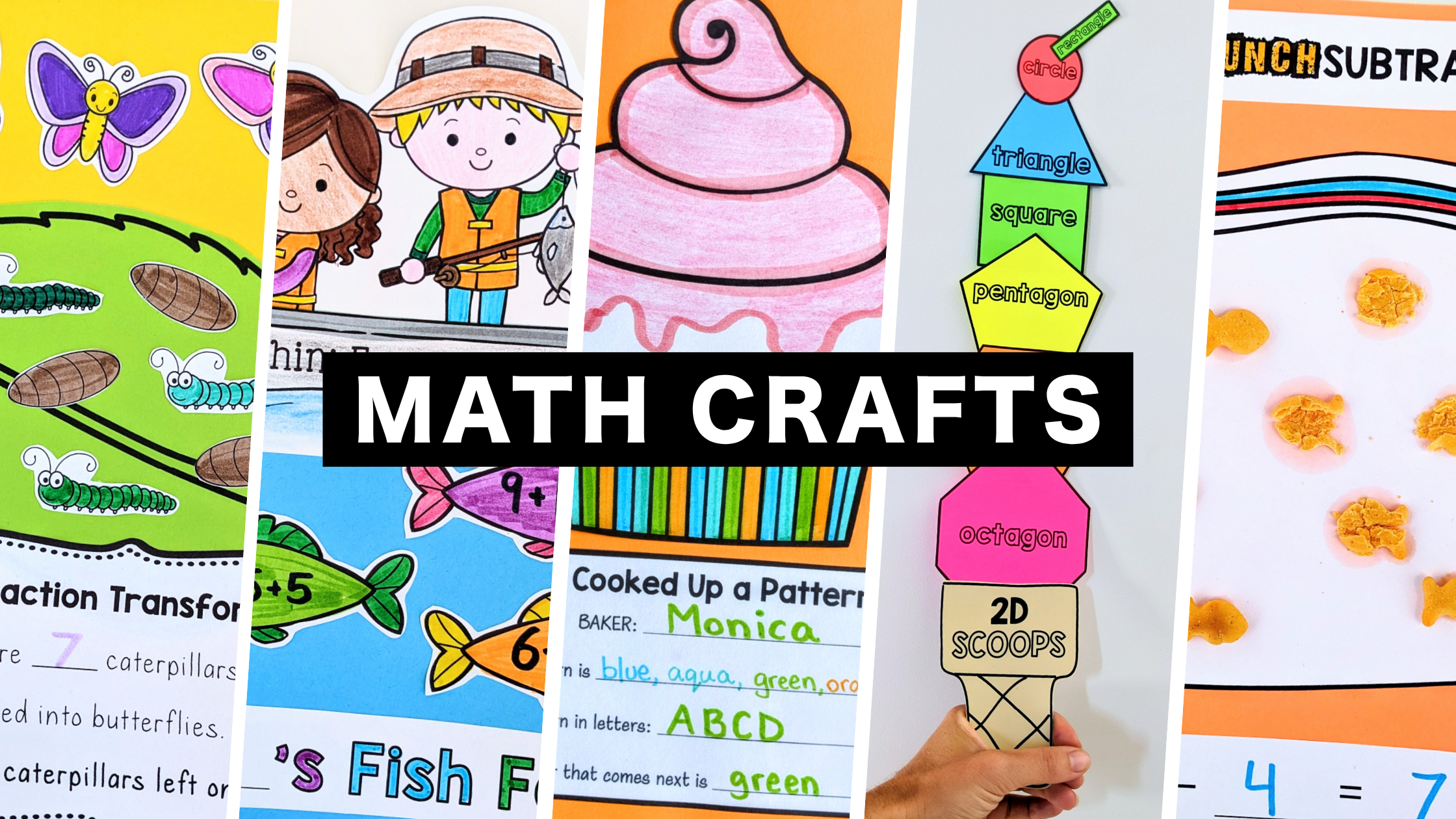 FUN Math Crafts for Extra Practice, Assessment & EASY Bulletin Board Displays!
